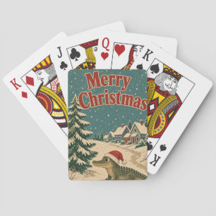 Crocodile Village Path Animal Christmas Poker Cards