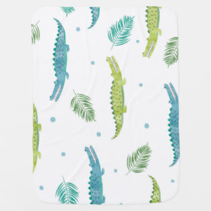 Crocodile Watercolor: Vintage Alligator Pattern Baby Blanket
