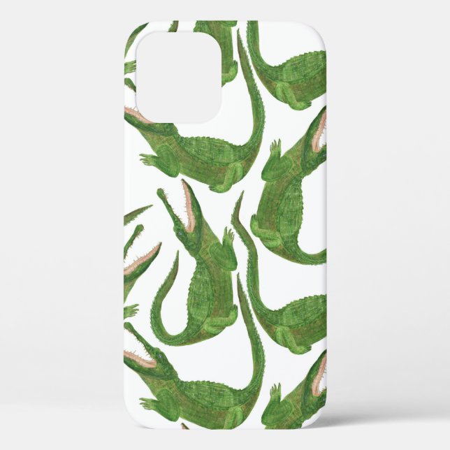 Crocodile White Watercolor Array Case-Mate iPhone Case (Back)