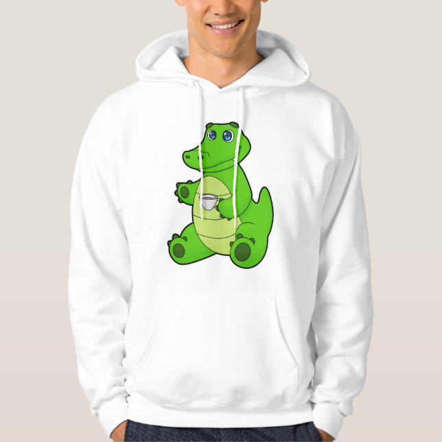 Crocodile with Cup of Coffee Hoodie (Front)