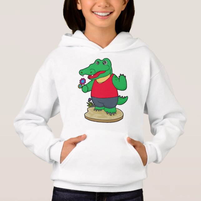 Crocodile with Flowers Hoodie (Front)