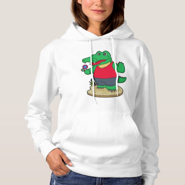 Crocodile with Flowers Hoodie (Front)