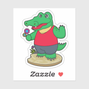 Crocodile with Flowers Sticker