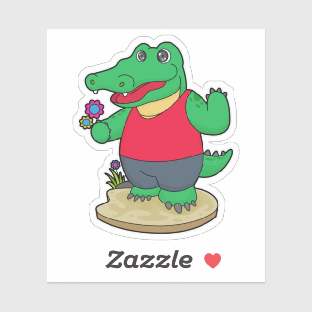 Crocodile with Flowers Sticker (Sheet)