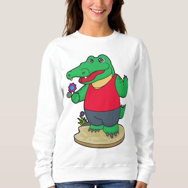 Crocodile with Flowers Sweatshirt (Front)