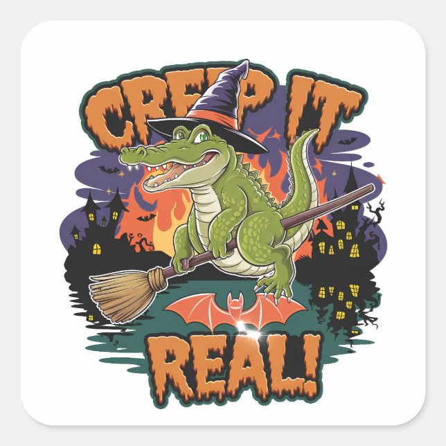 Crocodile Wizard Square Sticker (Front)