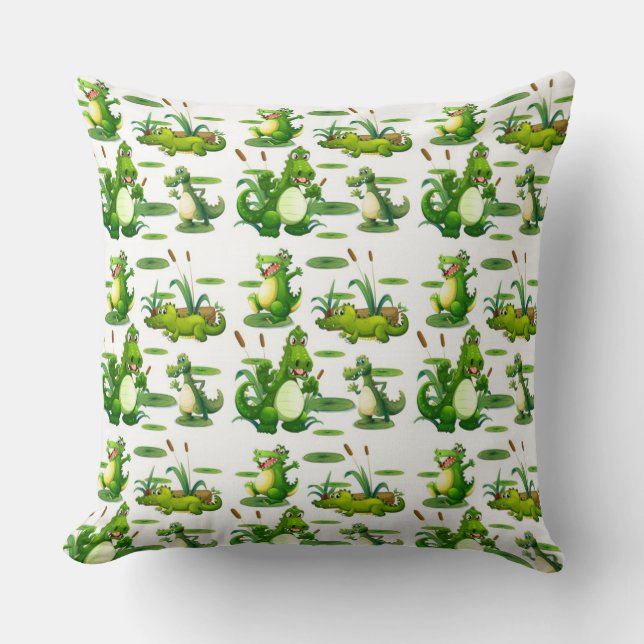 Crocodiles In The Pond Throw Pillow (Front)
