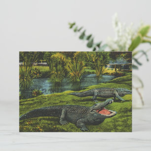 Crocodiles, Vintage Marine Life Reptiles Animals