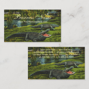 Crocodiles, Vintage Marine Life Reptiles Animals Business Card