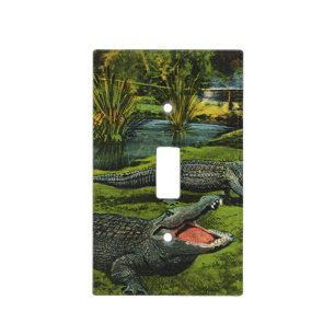 Crocodiles, Vintage Marine Life Reptiles Animals Light Switch Cover