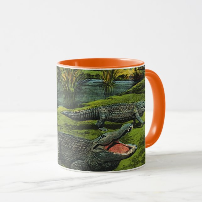 Crocodiles, Vintage Marine Life Reptiles Animals Mug (Front Right)