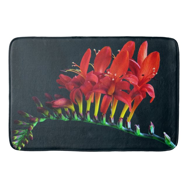 Crocosomia Lucifer Montbretia Floral Bath Mat (Front)