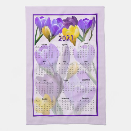 Crocus 2021 Calendar kitchen towel