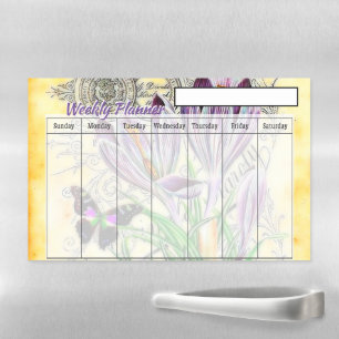 Crocus and butterfly weekly planner  magnetic dry erase sheet