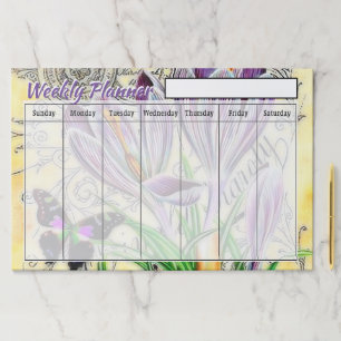 Crocus and butterfly weekly planner sheets paper pad
