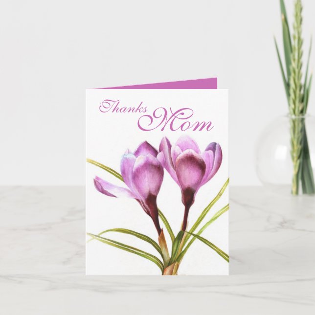 Crocus art "Thanks Mom" purple card (Front)