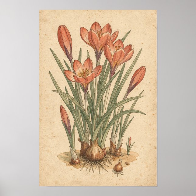 Crocus Botanical Print | Spring Flower Study (Front)