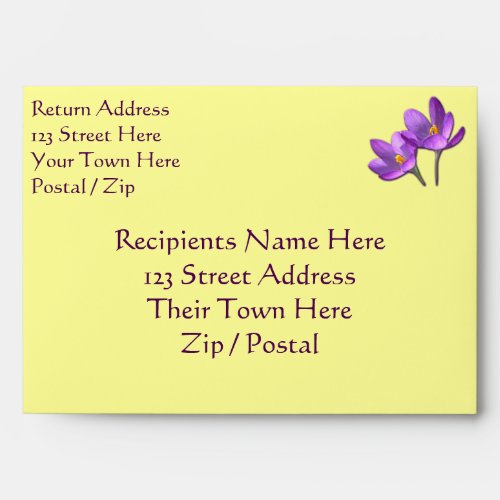 Crocus Envelopes Custom Purple Flower Envelopes