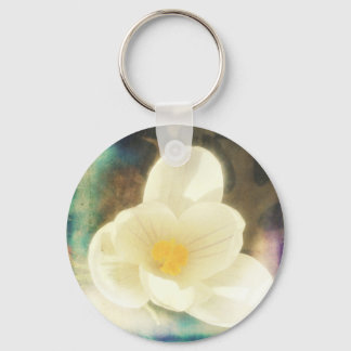 Crocus Flower Grunge Keychain