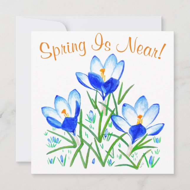 Crocus Flowers on White Flat Card (Front)