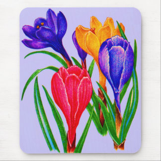 crocus flowers print mouse pad