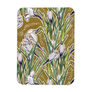 Crocus Flowers Spring Floral Botanical Art Pattern Magnet