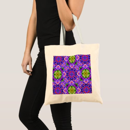 Crocus pattern to announce spring tote bag