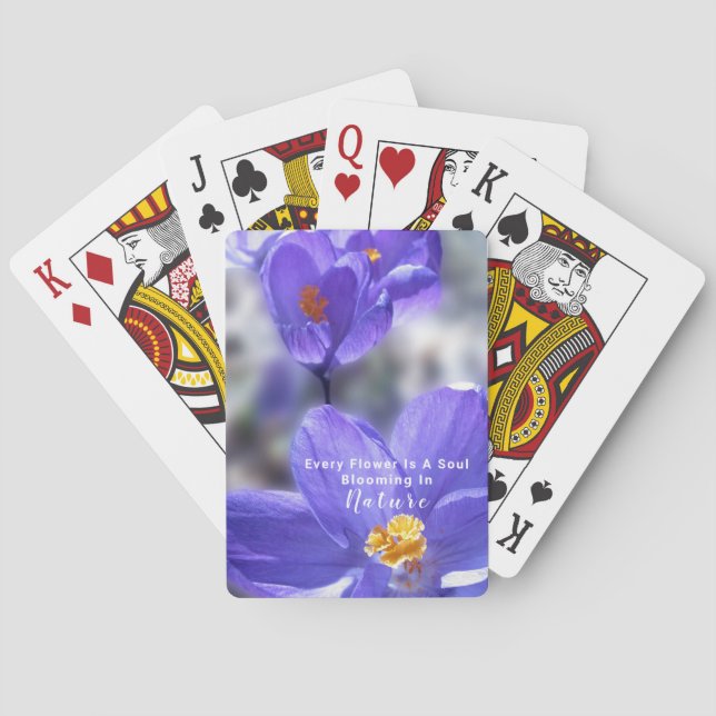 Crocus Photo Flower Quote Poker Cards (Back)