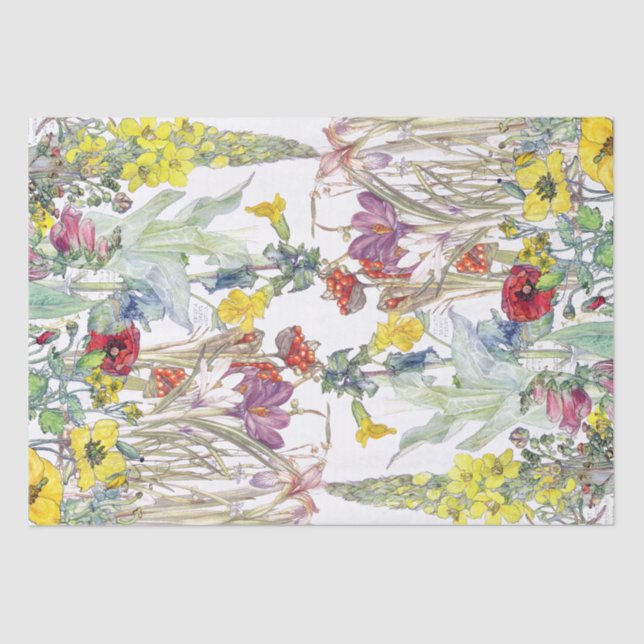 Crocus Poppy Iris Foxglove Flowers Tissue Paper (Front)