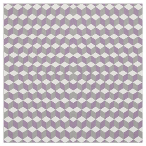 Crocus Purple and Grey Isometric Cube Pattern Fabric