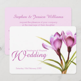 Crocus purple floral wedding invitation