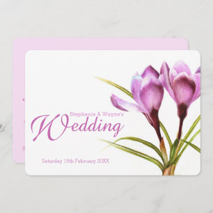 Crocus purple floral wedding invitation