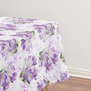 Crocus Spring Floral Pattern Tablecloth