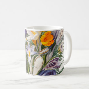 Crocus Spring Flower Botanical Floral Art Coffee Mug