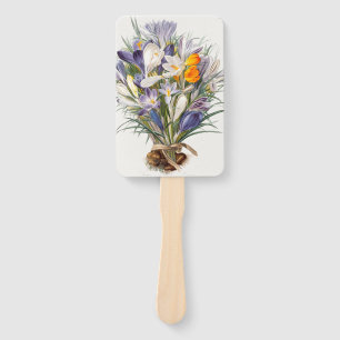 Crocus Spring Flower Botanical Floral Art Hand Fan