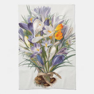 Crocus Spring Flower Botanical Floral Art Kitchen Towel