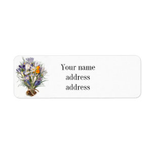 Crocus Spring Flower Botanical Floral Art Label