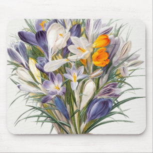 Crocus Spring Flower Botanical Floral Art Mouse Pad