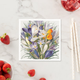 Crocus Spring Flower Botanical Floral Art Napkins