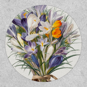 Crocus Spring Flower Botanical Floral Art Patch