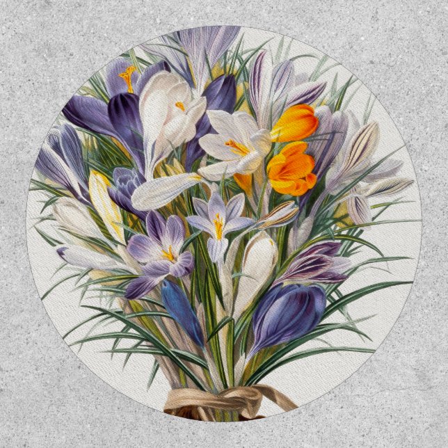 Crocus Spring Flower Botanical Floral Art Patch (Front)