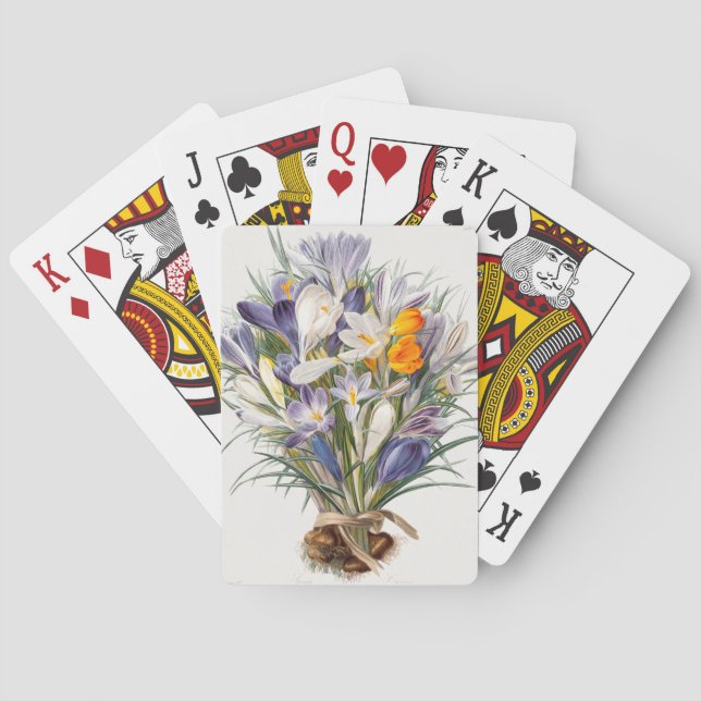 Crocus Spring Flower Botanical Floral Art Poker Cards (Back)