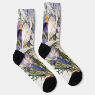Crocus Spring Flower Botanical Floral Art Socks