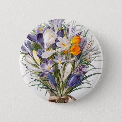 Crocus Spring Flower Floral Art Button
