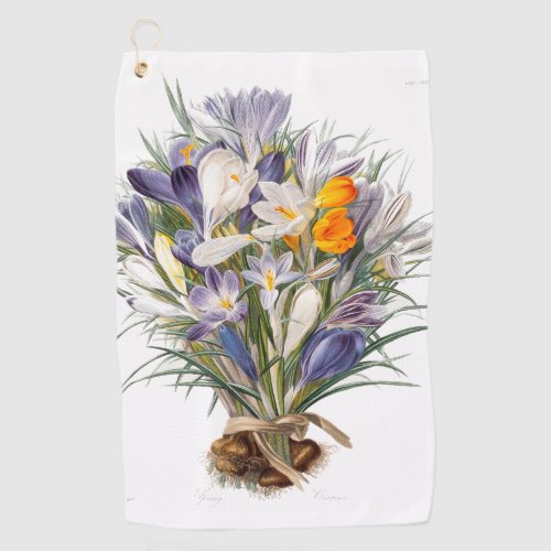 Crocus Spring Flower Floral Art Golf Towel