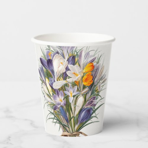 Crocus Spring Flower Floral Art Paper Cups