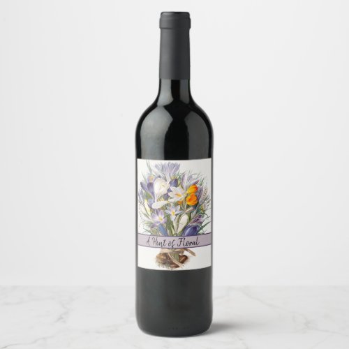 Crocus Spring Flower Floral Art Wine Label