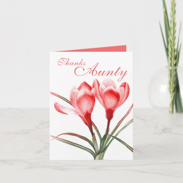 Crocus "Thanks Aunty" pink red card (Front)