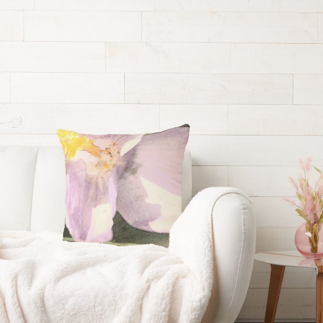 Crocus Watercolor Painted Flower Throw Pillow (Couch)