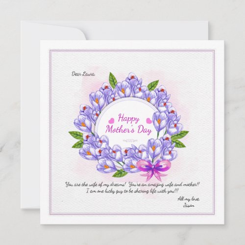 Crocus Wreath Mothers Day Photo Card